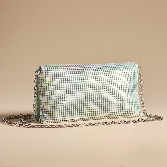 Anthropologie Dolce Vita Chainmail Clutch Green - Picture 4 of 5